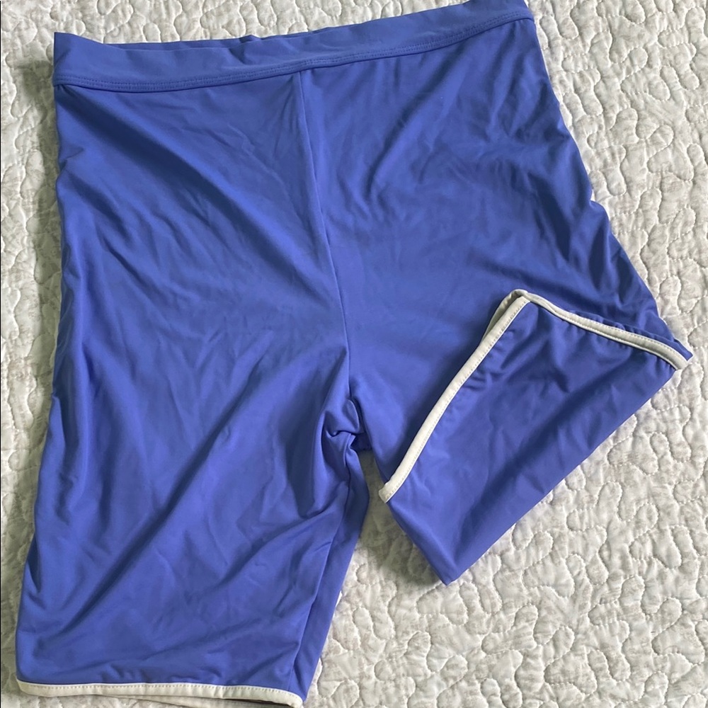 Acacia Swimwear Blue Shorts with White Trim